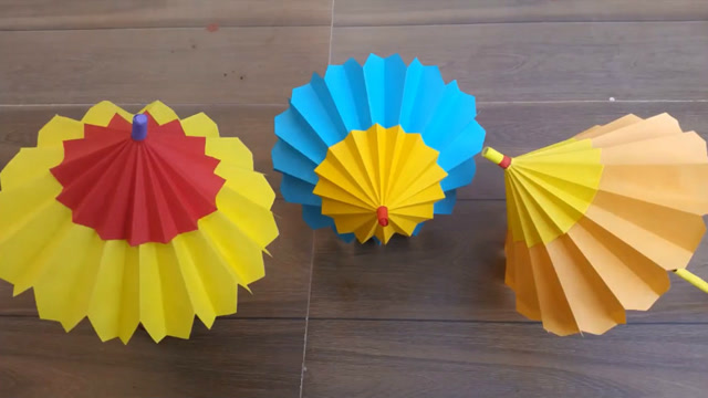 手工diy折纸教程,漂亮的立体雨伞纸艺