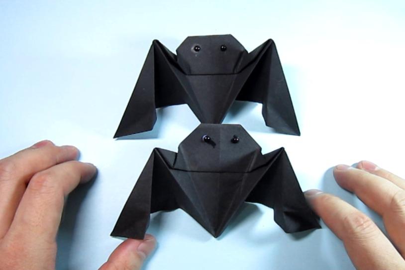 视频-儿童手工折纸小动物:2分钟学会简单蝙蝠的折法