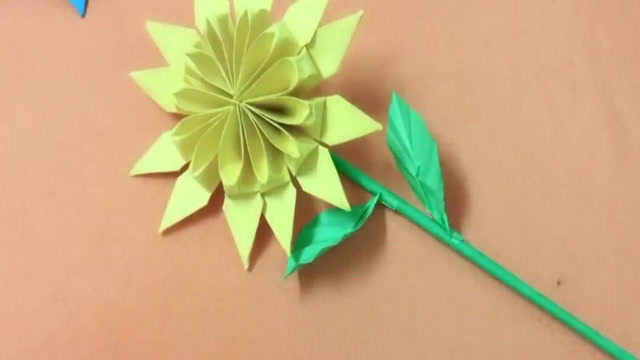 手工折纸教学 非常漂亮的立体向日葵,简单易学,朵朵葵花向太阳