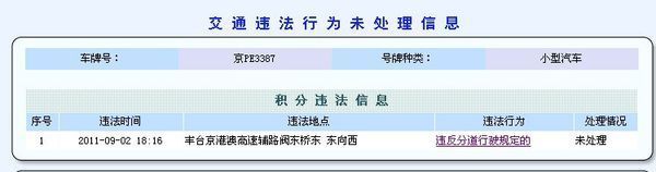 北京交通管理局违章查询 将京pe3387,发动机号,fd9c01938,违章照片看