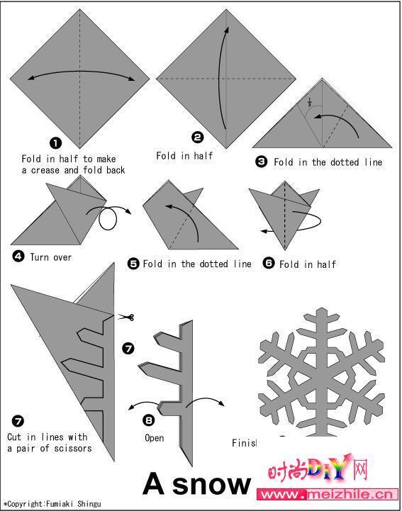 雪花剪纸怎么剪  六角折法 , 然后你找些雪花图形画好,再剪就行 .