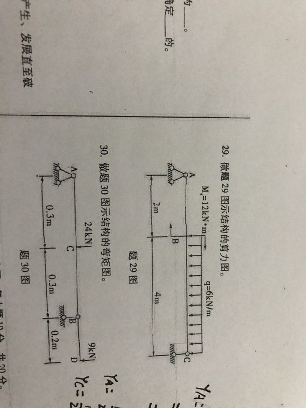 剪力图,弯矩图以及求支座反力