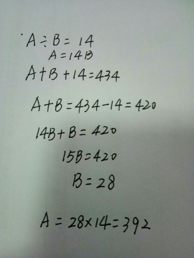 在没有余数的除法算式中,被除数是除数的14倍,被除数