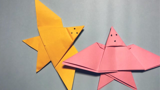 五颜六色的海星折纸,多折几个不一样的来一个海底总动员吧