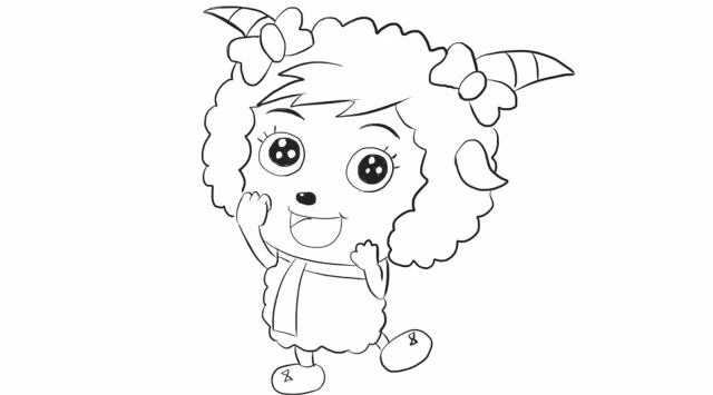 [小林简笔画]绘画动画片《喜羊羊与灰太狼》中可爱的美羊羊卡通.