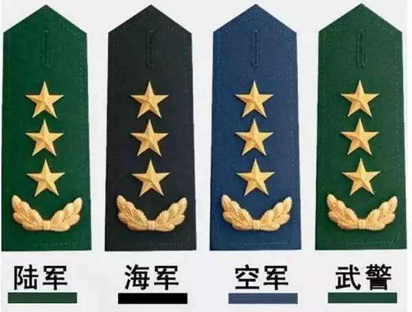 此外,各军肩章的颜色也是不一样的,陆军为绿色,海军为黑色,而空军为