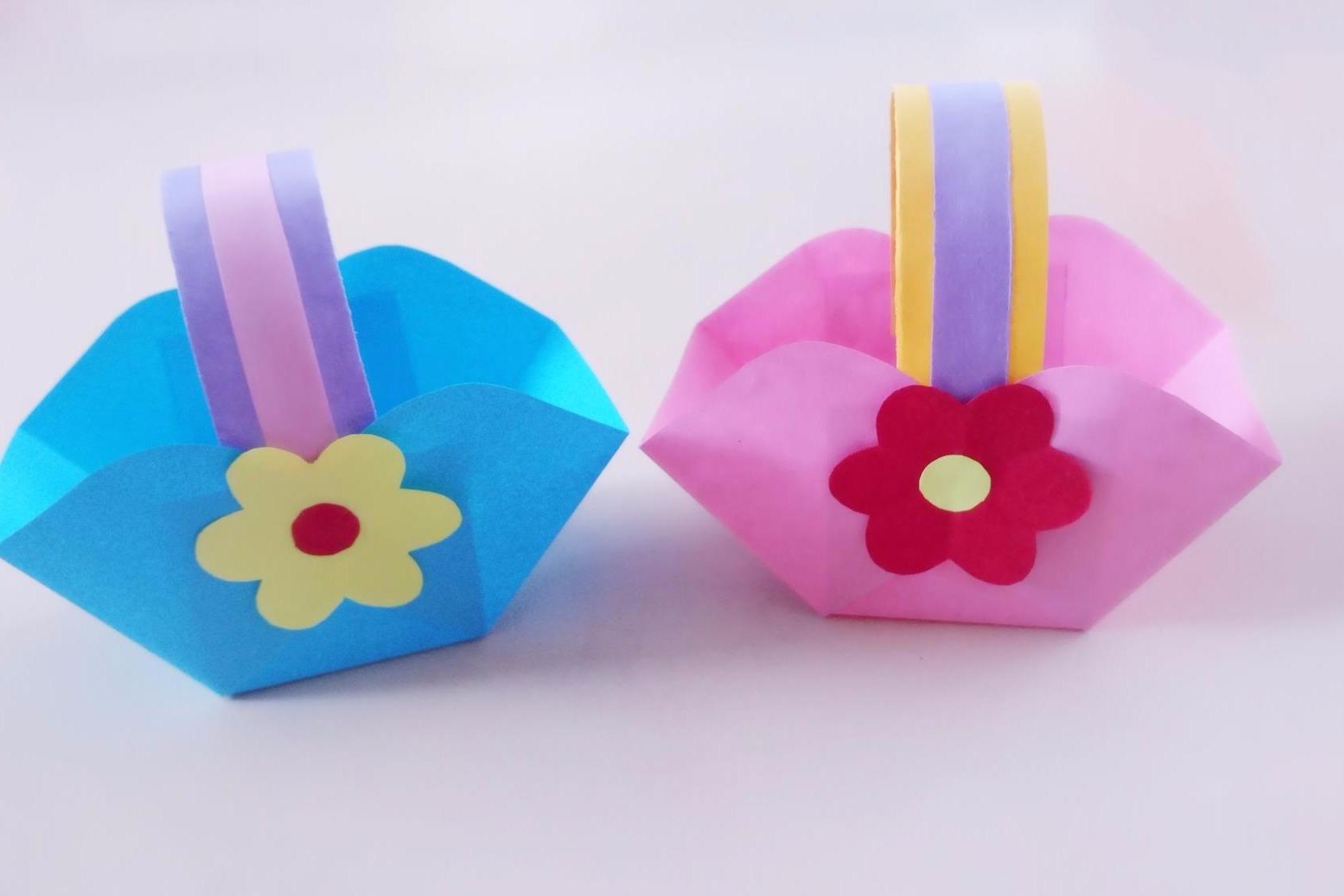 视频:漂亮的小花篮折纸,做法很简单,满满的童年回忆你还记得怎么折吗