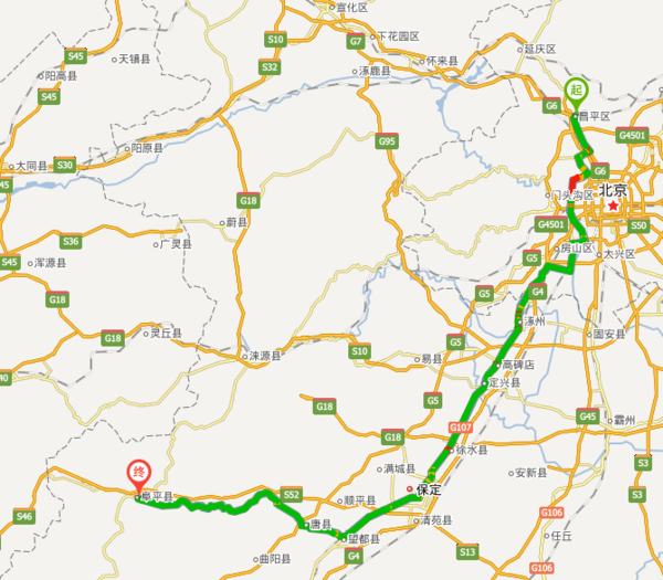 北京昌平距离河北保定阜平县多少里