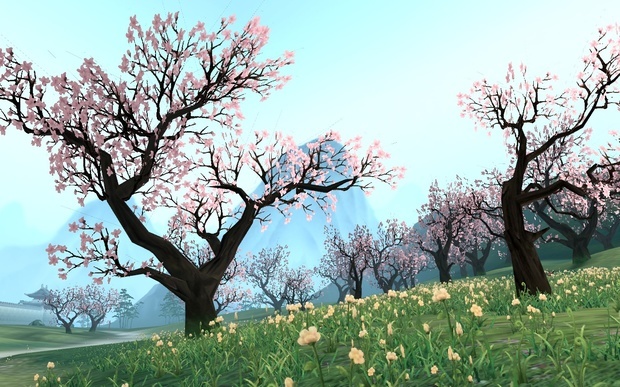 求张古代院子里的桃花树的图片