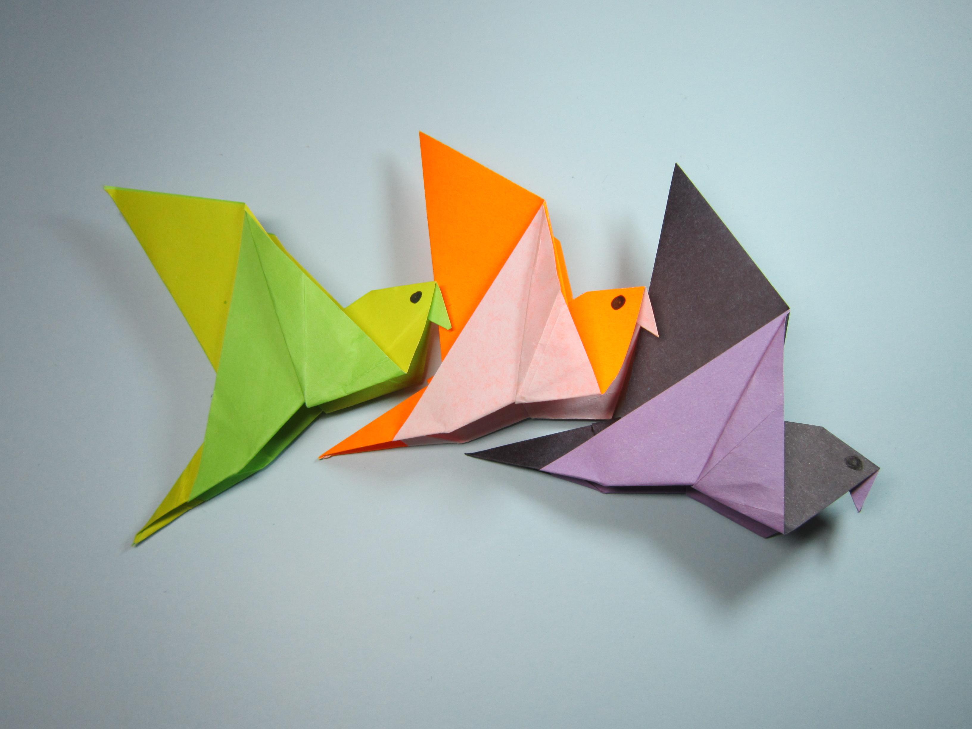 儿童手工折纸小动物鸟,3分钟一张纸就能学会小鸟的折法