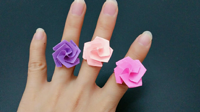 漂亮的玫瑰花戒指折纸,戴上美美哒,这下不用花钱买了