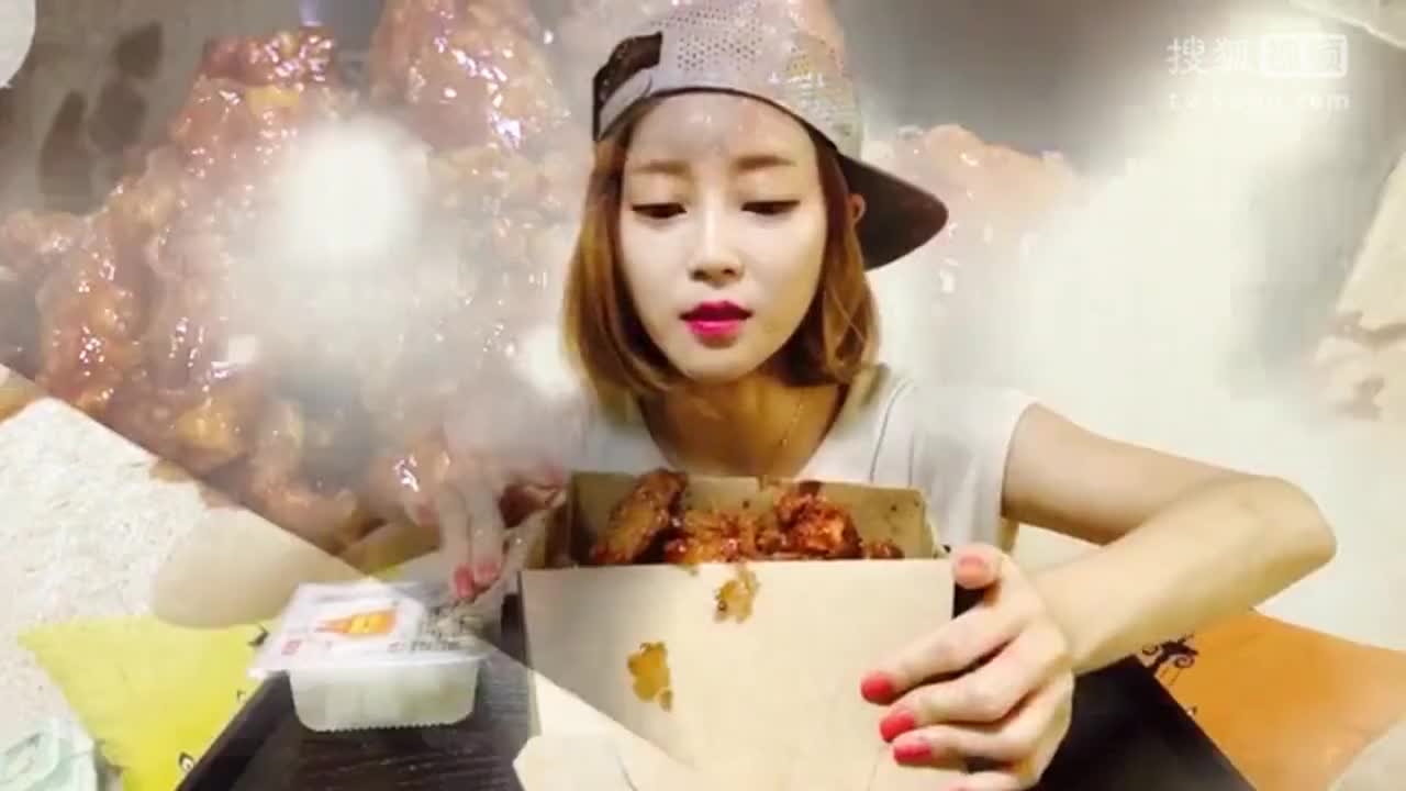 【韩国大胃王】无法拒绝的美味~欧尼大口吃香酥脆炸鸡美食生活-.