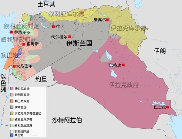 伊斯兰国目前主要占领了伊拉克,叙利亚等国的部分领土.