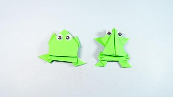 视频:手工折纸跳跳蛙,2种简单青蛙的折法视频