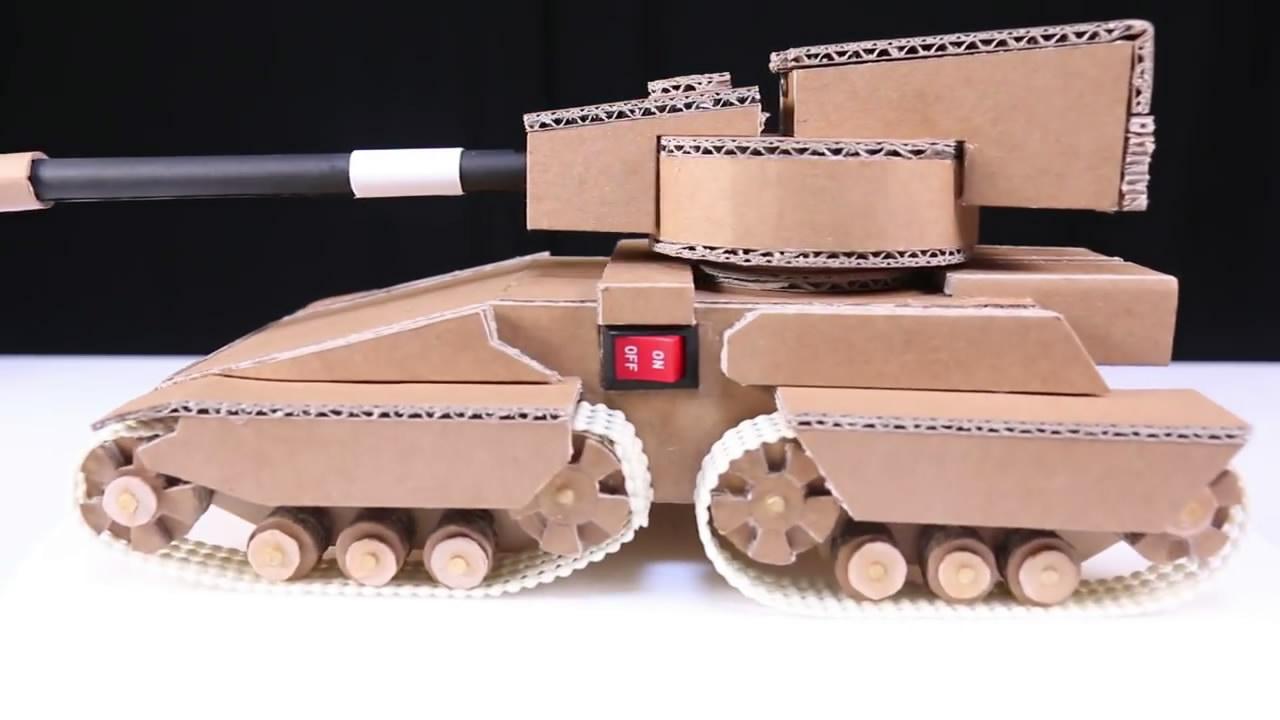 自制创意纸板 教你如何制作野地坦克 教学视频-diys手工制作教学.