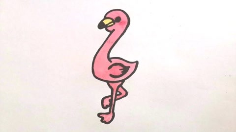 彩色简笔画儿童画 可爱 小动物火烈鸟 亲子 画画