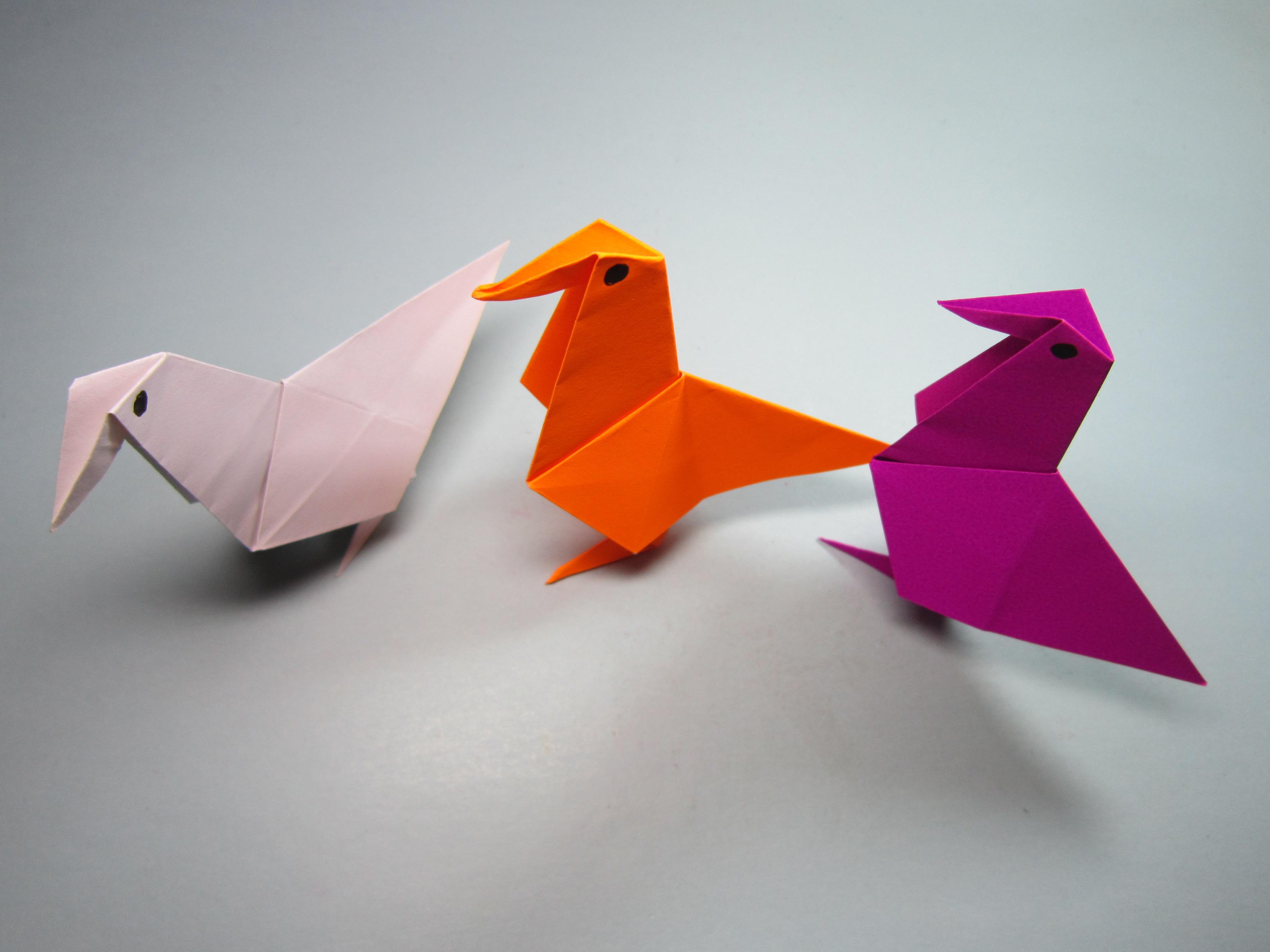 简单的小动物手工折纸教程,3分钟学会小鸟的折法