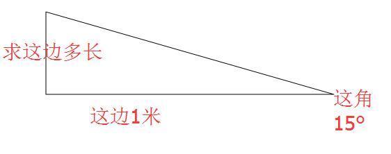 直角三角形,一个角15度,一边一米另1边多少米,具体看图