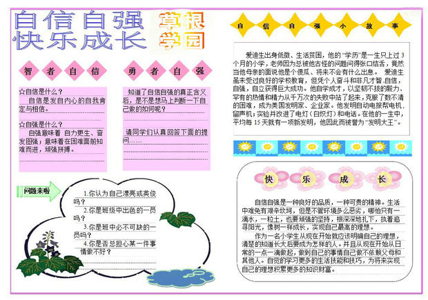 自信自立自强黑板报内容