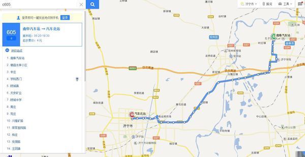公交线路:6路 → c605路 → 曲阜k05路,全程约52.