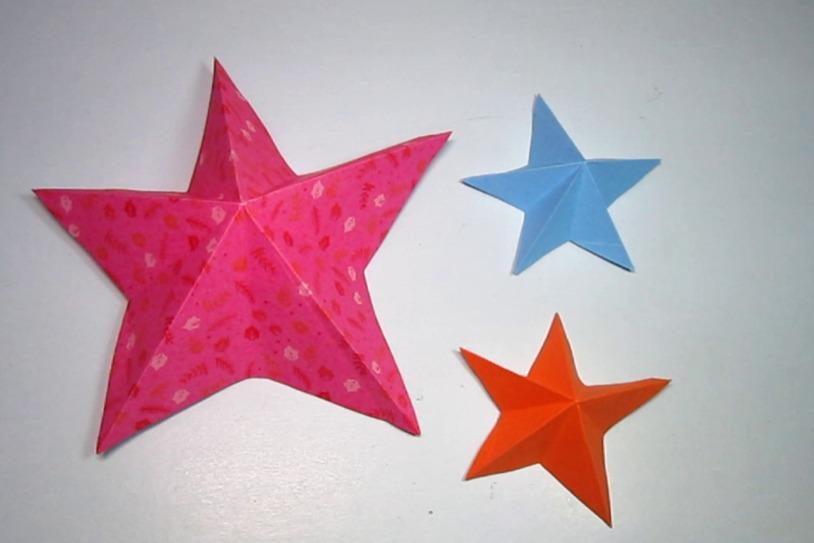 视频:手工折纸五角星,原来立体五角星的折法这么简单,一刀就能剪成