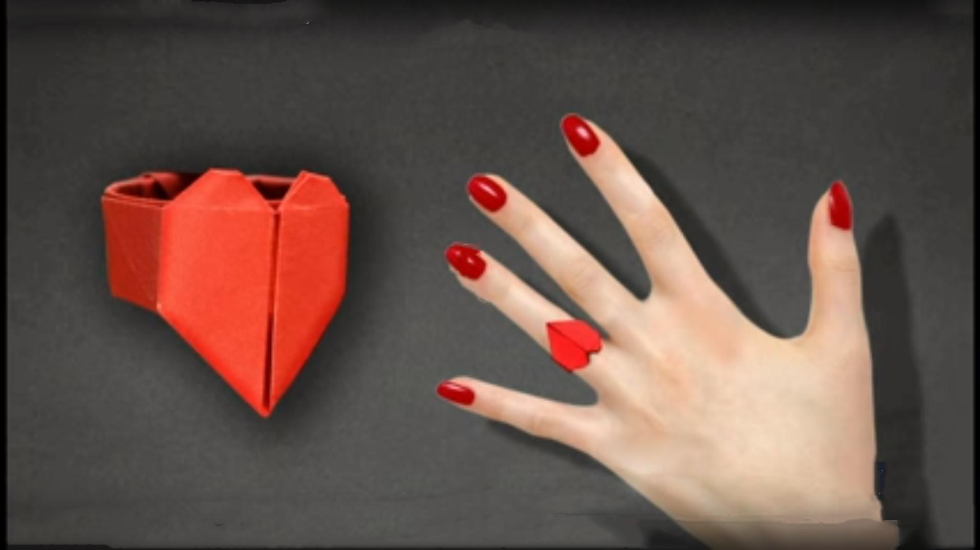 漂亮的爱心戒指折纸,做法很简单,学会送喜欢的人当作小惊喜!