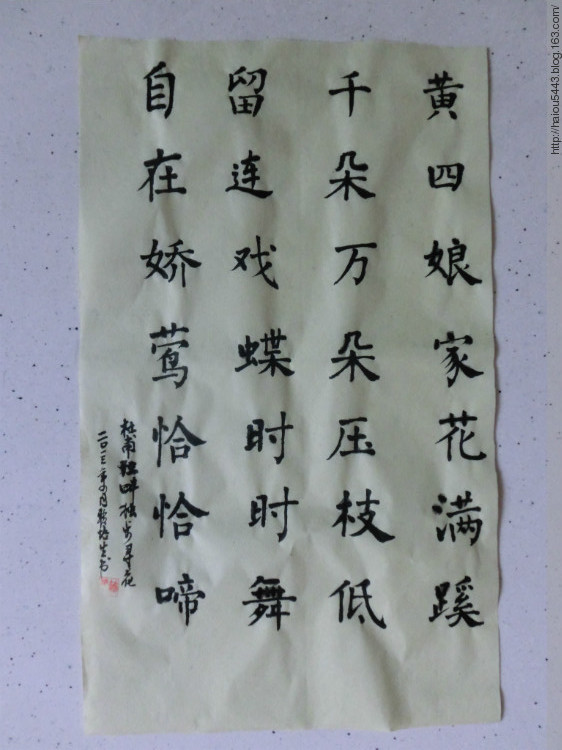 楷书书法作品图片江畔独步寻花