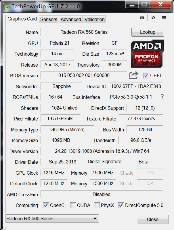 蓝宝石rx560 45w是否只能工作在x8上