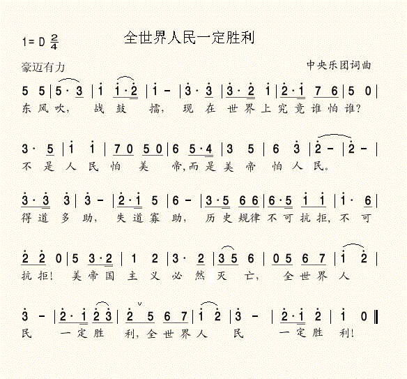 东风吹战鼓擂简谱