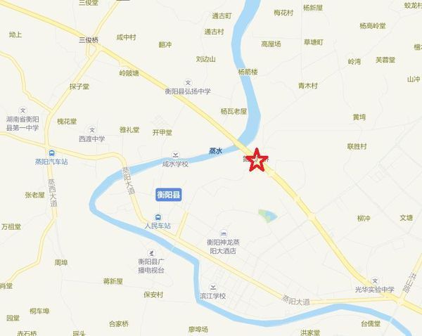 湖南省道315线226公里500米位置 衡阳县县城内,"西渡大桥"南头(如图