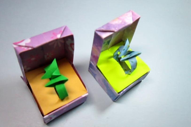 视频:儿童手工折纸戒指盒,简单又漂亮的戒指盒折法视频