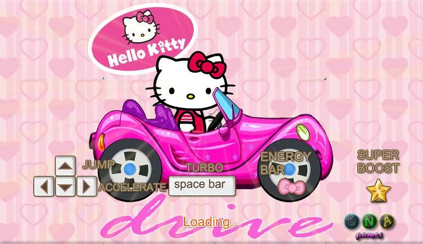 hello kitty 凯蒂猫开粉色汽车参加汽车大赛游戏