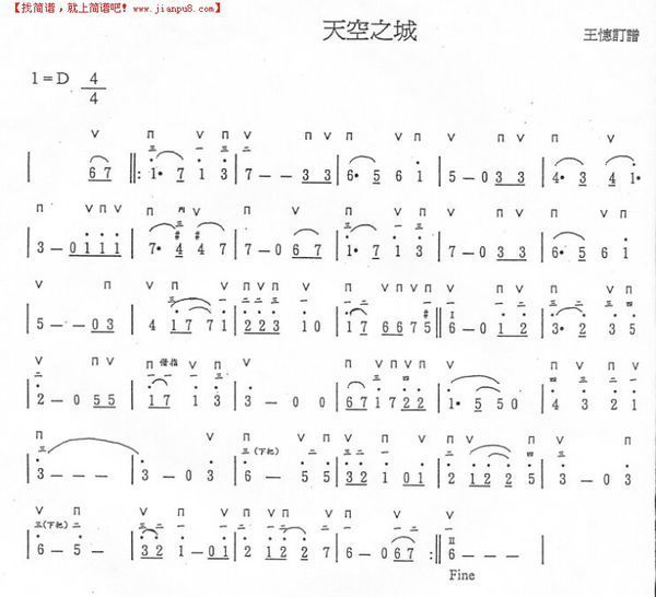 天空之城的钢琴曲谱(要简易!要有什么哆来咪发唆的……123456的!谢谢!