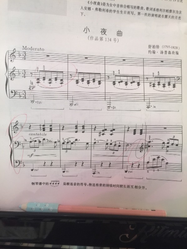 舒伯特作曲约翰·汤姆森改编的小夜曲怎么弹?