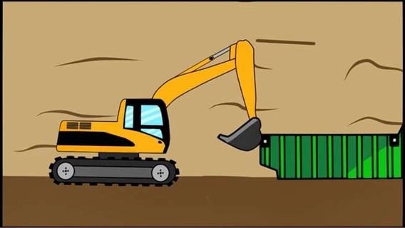 驾驶操作挖掘机大货车装货修路 道路工程车玩具视频