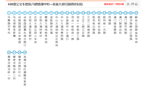 武汉608路公交线路如图所示