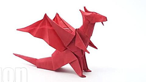 教你折一只翼龙 一张纸折出一只恐龙 创意diy作品折纸艺术品 手工纸艺