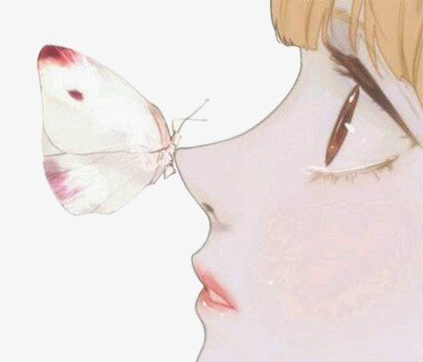 蝴蝶在女孩鼻尖的侧面动漫图有没有情侣头像