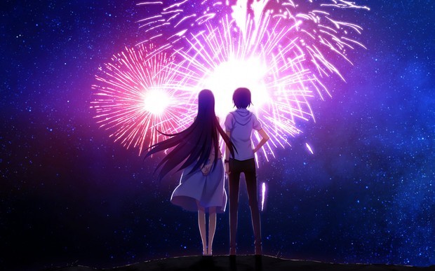 求动漫在烟火大会的图片,越多越好,最好穿着浴衣