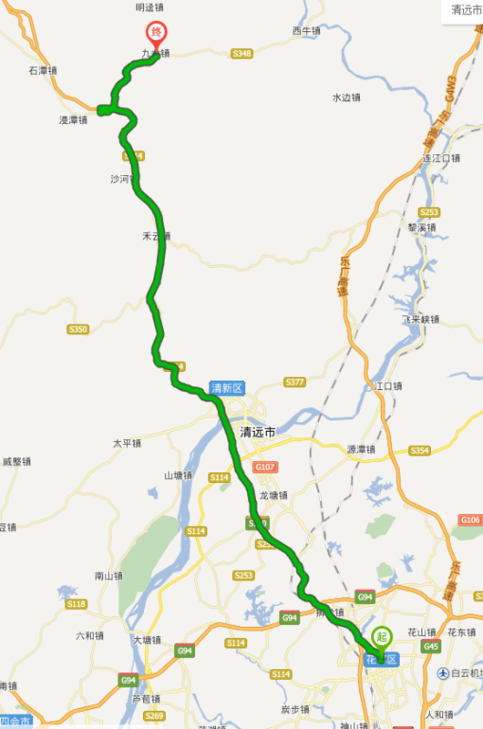 从广州花都自开车出发去英德峰林途径:广清高速公路,清连高速公路