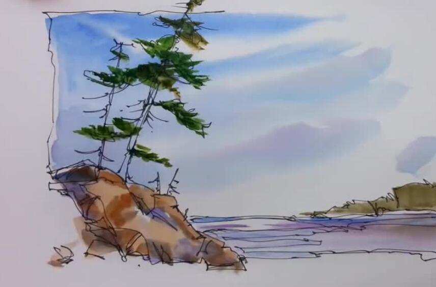 视频:简单水彩风景画教程31