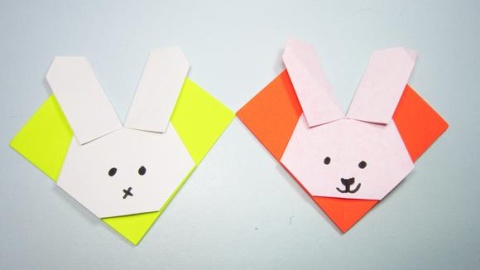 儿童手工折纸书签,简单小兔子书签的折法视频