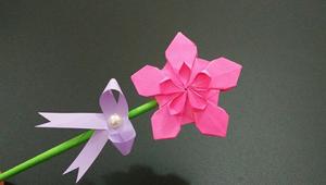 手工折纸樱花棒棒糖,步骤简单易学,女孩们都抢着要学