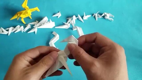 教你折纸恐龙骨架4-4梁龙骨架