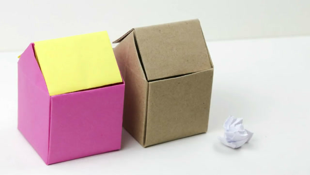diy折纸 神奇有趣的折纸 可爱垃圾桶纸教学视频