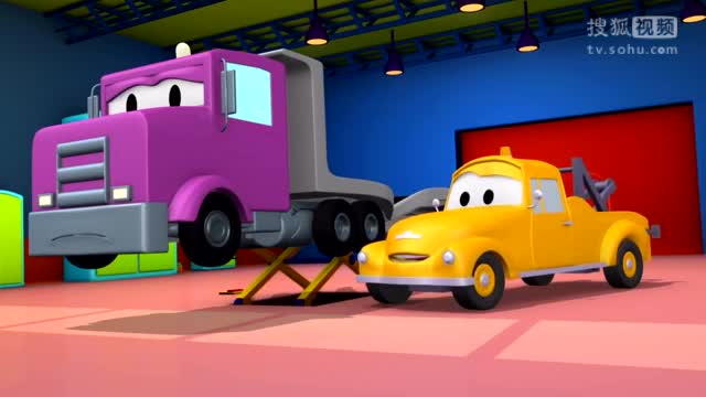 早教儿童动画 平板拖车和拖车汤姆 汽车城 儿童卡通片-玩具-全球.