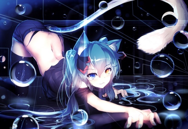初音未来的一张蓝色壁纸