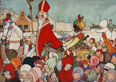 (sinterklaas)传入英语,就成为santa claus,"圣诞老人"这个人物便出现