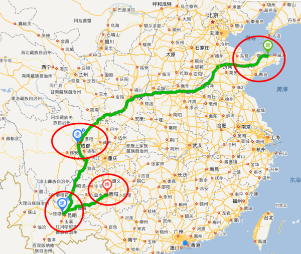 5公里 途经:京昆高速,渝昆高速 起点:烟台市 进入芙蓉路,行驶140米