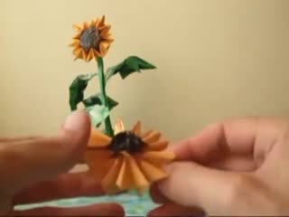 手工折纸小制作过程 向日葵折法